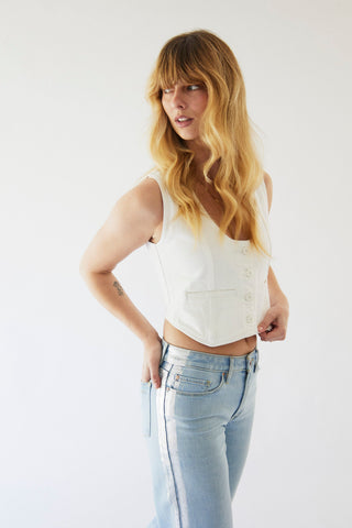 Rebel Wide Leg In Noa Wash w/ Silver Tuxedo Stripe - Glamourous Grace