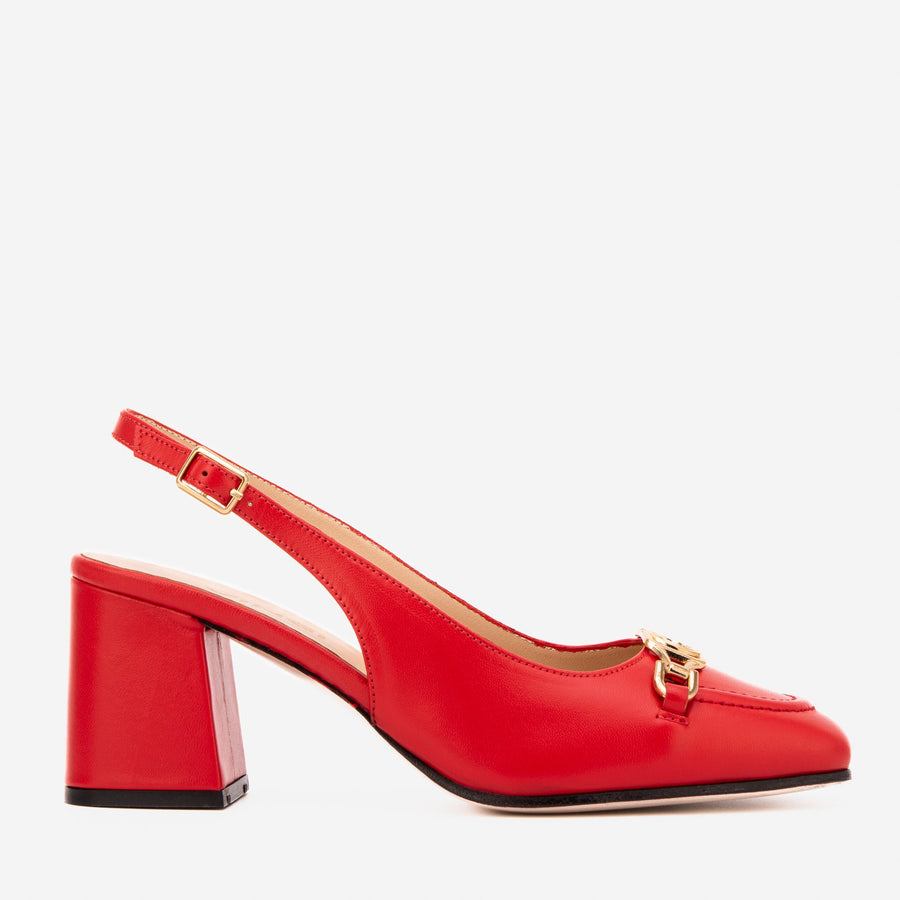 The Potomac Red Leather Slingback Women Sandal - Glamourous Grace