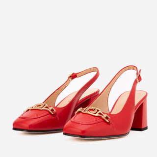 The Potomac Red Leather Slingback Women Sandal - Glamourous Grace