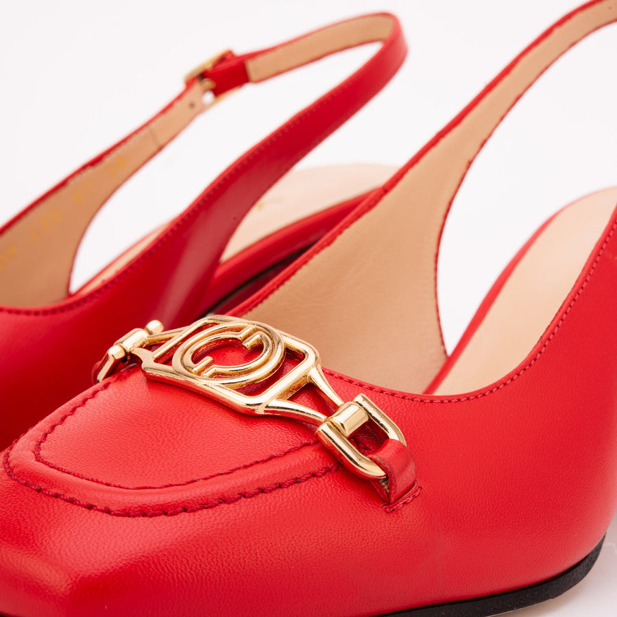 The Potomac Red Leather Slingback Women Sandal - Glamourous Grace