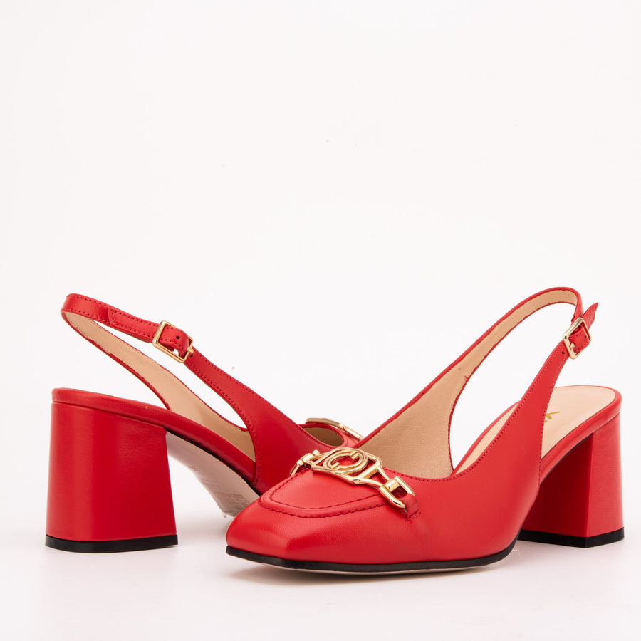 The Potomac Red Leather Slingback Women Sandal - Glamourous Grace