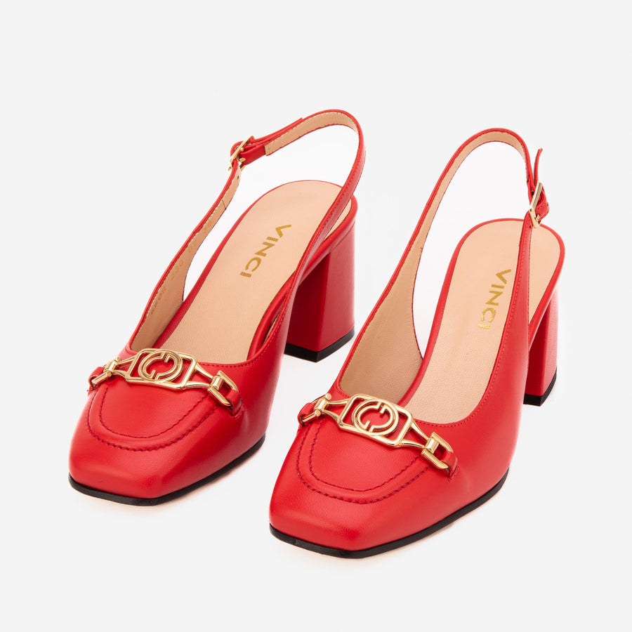 The Potomac Red Leather Slingback Women Sandal - Glamourous Grace