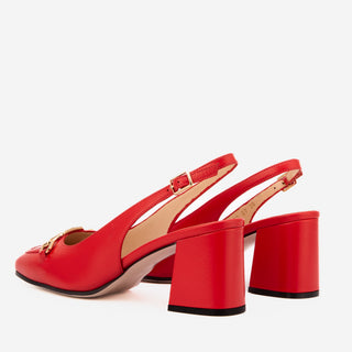 The Potomac Red Leather Slingback Women Sandal - Glamourous Grace