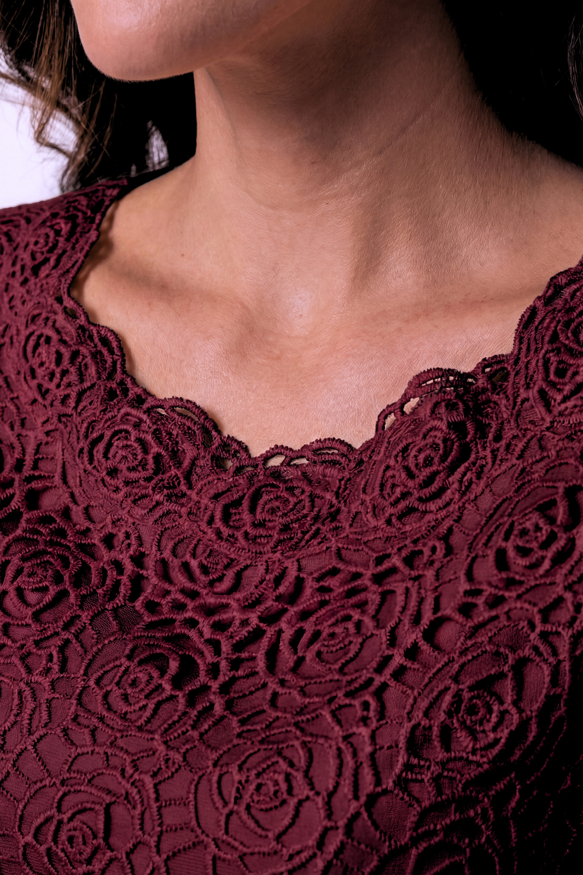 Bordeaux Sleeveless Lace Blouse, Jody