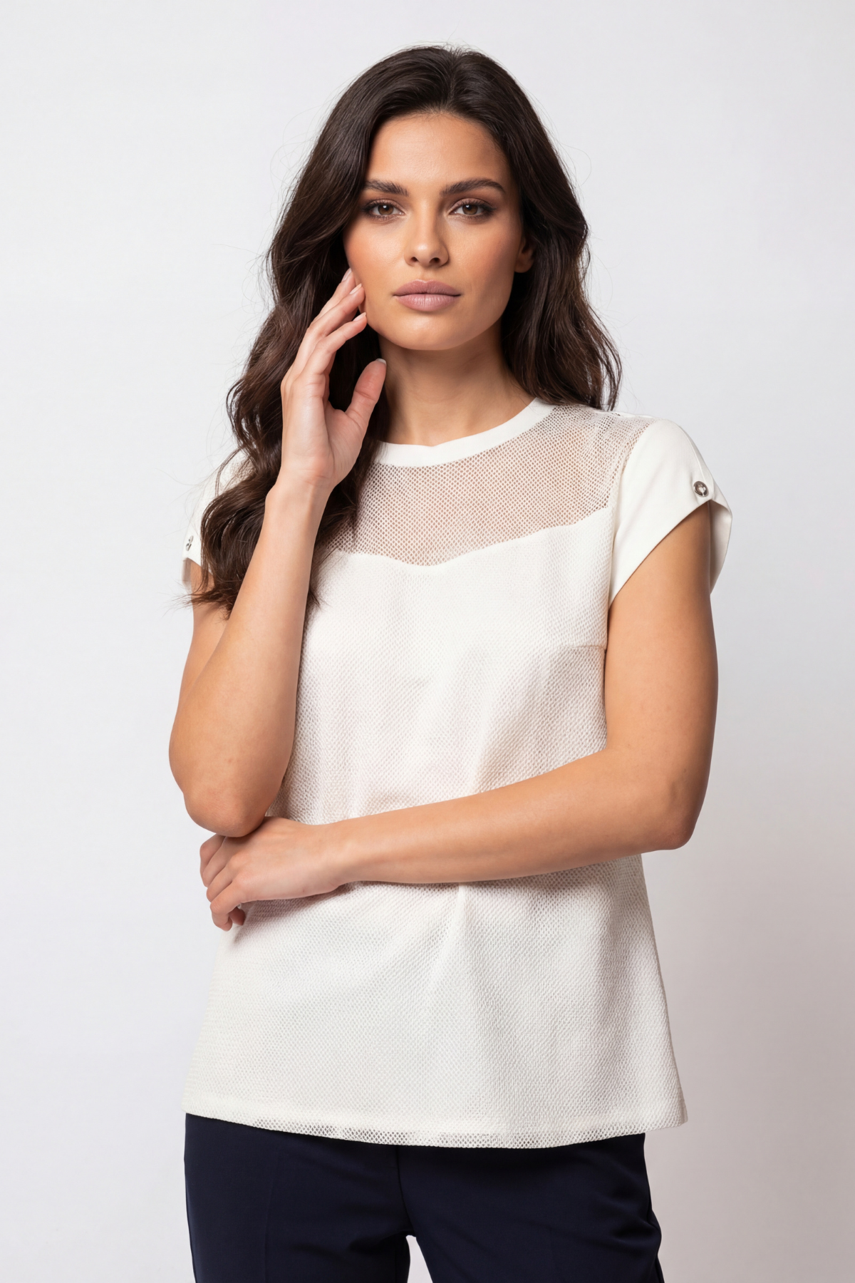 White Short-Sleeve Blouse, Aria