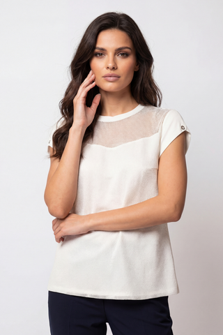 White Short-Sleeve Blouse, Aria