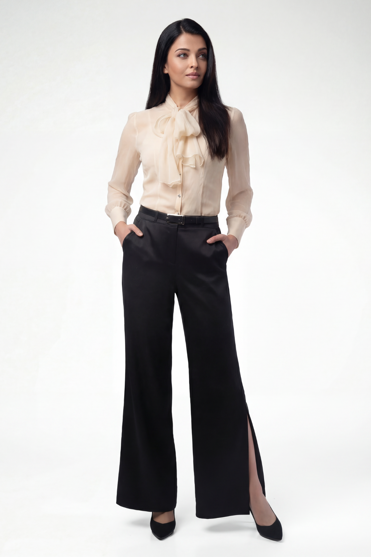 Ivory Silk Bow Tie Blouse, Emilia