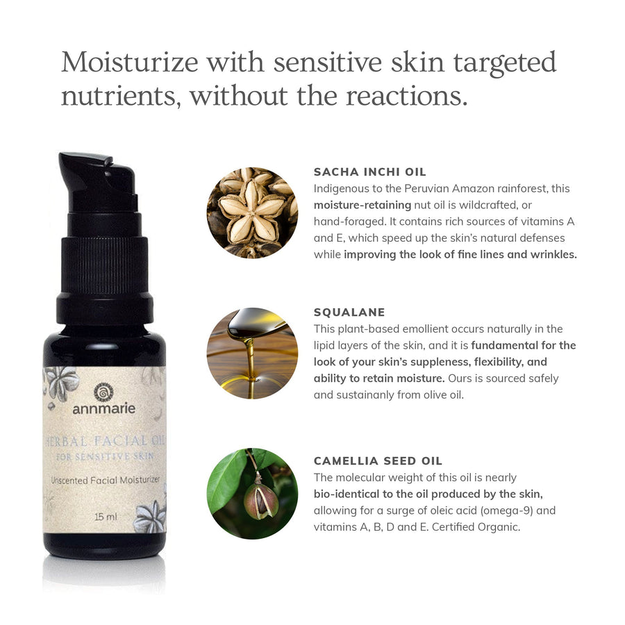 Herbal Facial Oil for Sensitive Skin (15ml)- Collective - Glamourous Grace