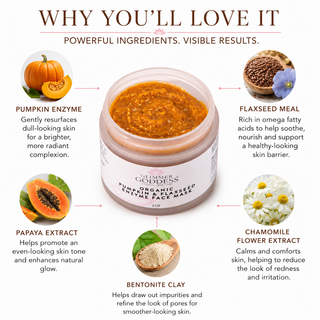 Organic Pumpkin Flaxseed Enzyme Face Mask – Brightening & Tightening Mask for Glowing Skin - Glamourous Grace