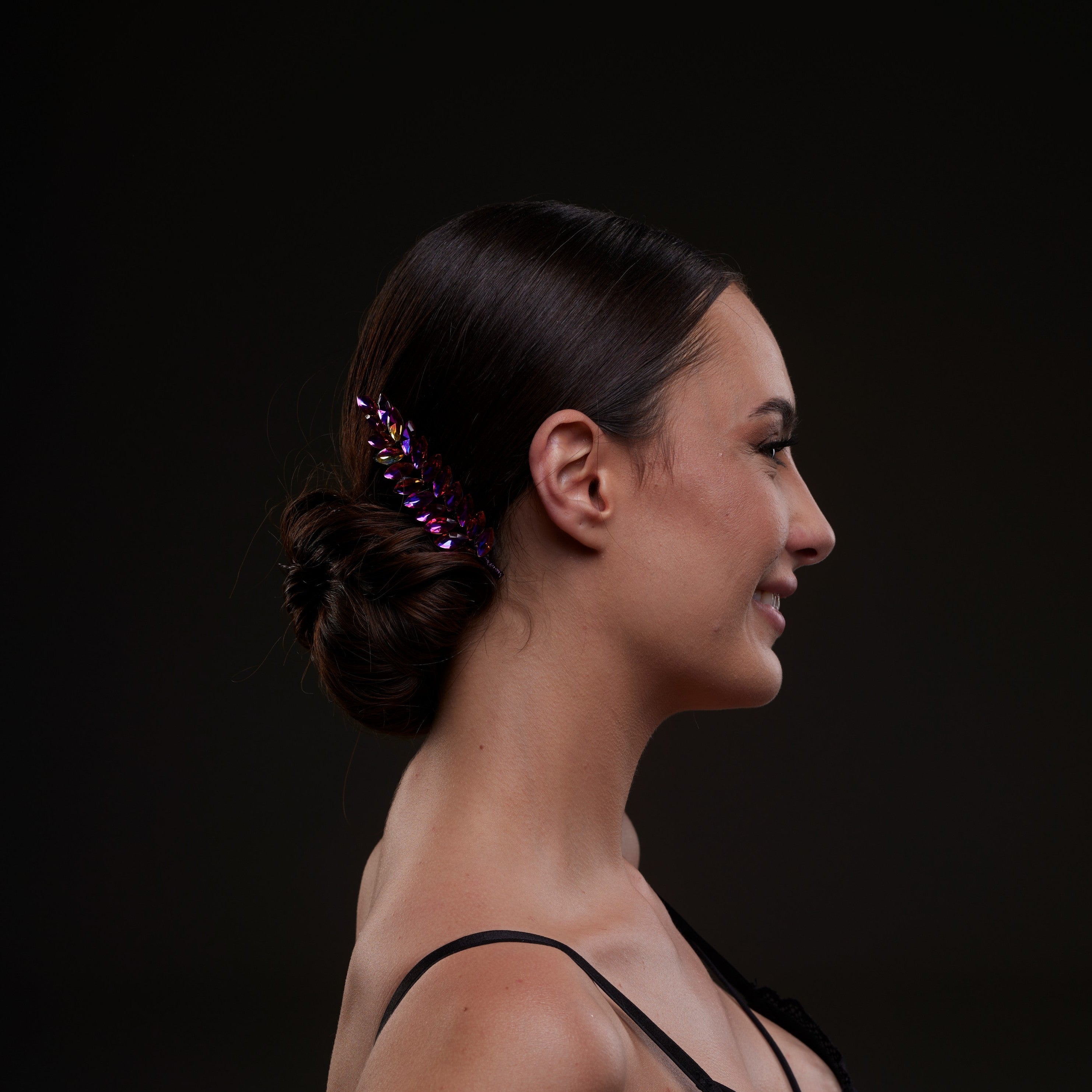 Iridescent Purple Crystal 2-Piece Hair Comb Set - Glamourous Grace