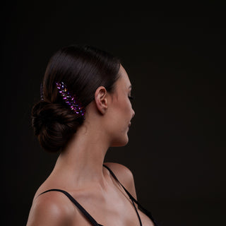 Iridescent Purple Crystal 2-Piece Hair Comb Set - Glamourous Grace