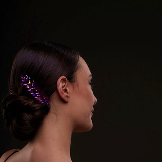 Iridescent Purple Crystal 2-Piece Hair Comb Set - Glamourous Grace