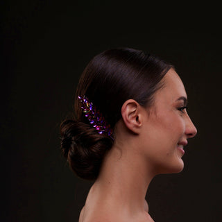 Iridescent Purple Crystal 2-Piece Hair Comb Set - Glamourous Grace
