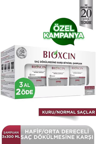 Bioxcin Anti Hair Loss Shampoo for Dry/Normal Hair - 10.14 fl oz, Herbal, pH Balanced, Clinically Tested - Glamourous Grace