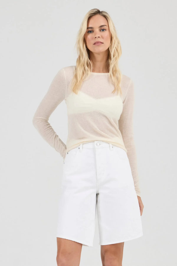 Charlotte White Denim Culotte Shorts