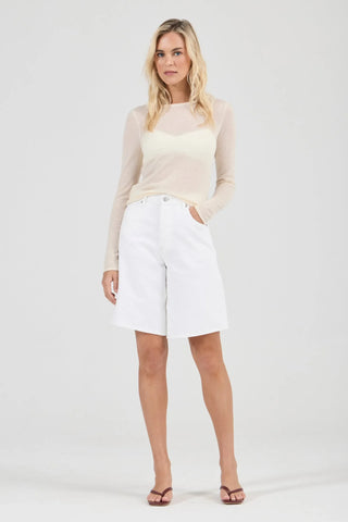 Charlotte White Denim Culotte Shorts