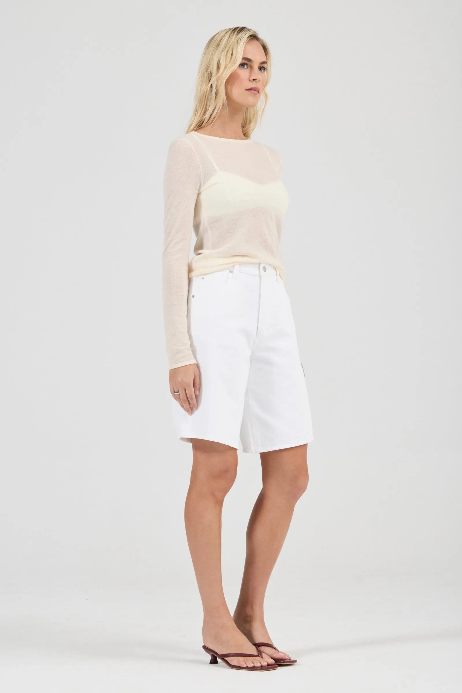 Charlotte White Denim Culotte Shorts