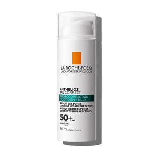 La Roche Posay Anthelios Oil Correct Cream SPF50+ Sunscreen for Oily Skin - Non-comedogenic, Broad-Spectrum UVA/UVB Protection