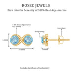1 CT Simple Aquamarine Two Stone Infinity Stud Earrings