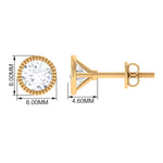 1 CT Moissanite Solitaire Stud Earrings in Bezel Setting