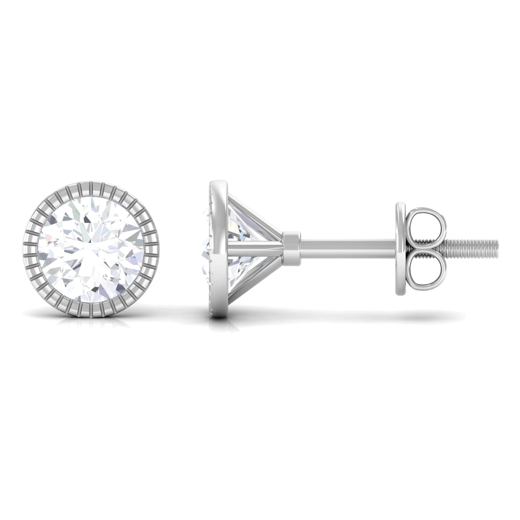 1 CT Moissanite Solitaire Stud Earrings in Bezel Setting