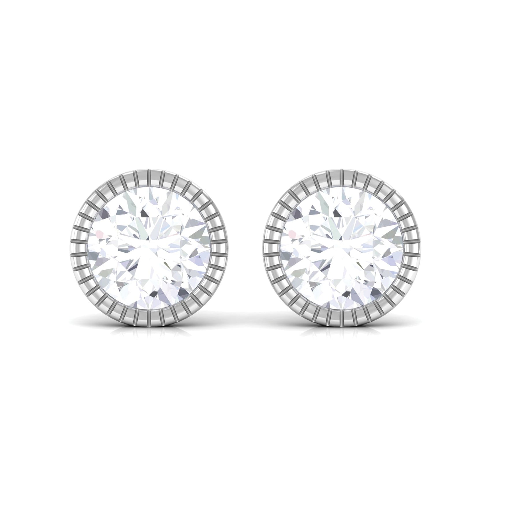 1 CT Moissanite Solitaire Stud Earrings in Bezel Setting