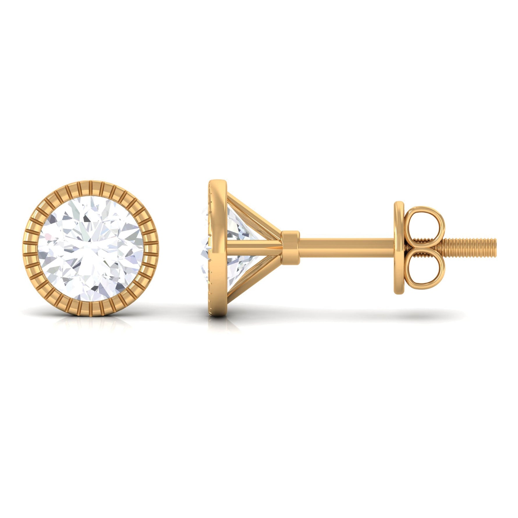 1 CT Moissanite Solitaire Stud Earrings in Bezel Setting