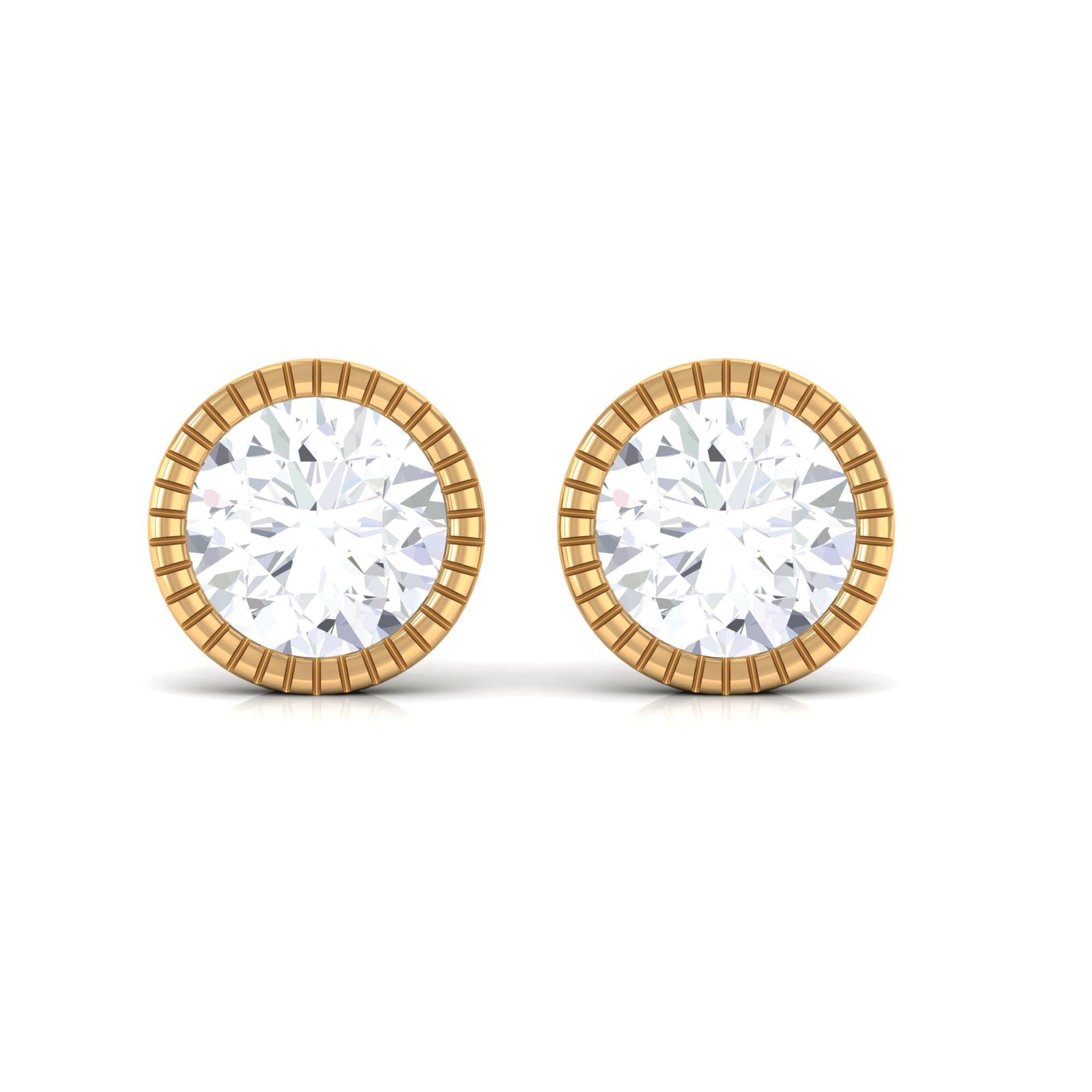 1 CT Moissanite Solitaire Stud Earrings in Bezel Setting