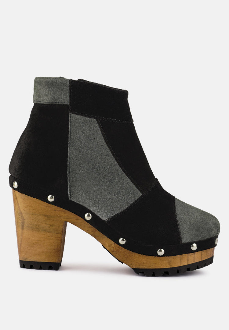 Huron Fine Suede Patchwork Ankle Boots - Glamourous Grace