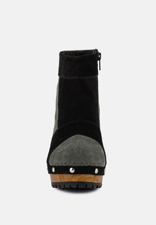 Huron Fine Suede Patchwork Ankle Boots