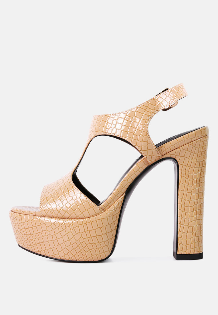 Croft Croc High Heeled Cut Out Sandals - Glamourous Grace