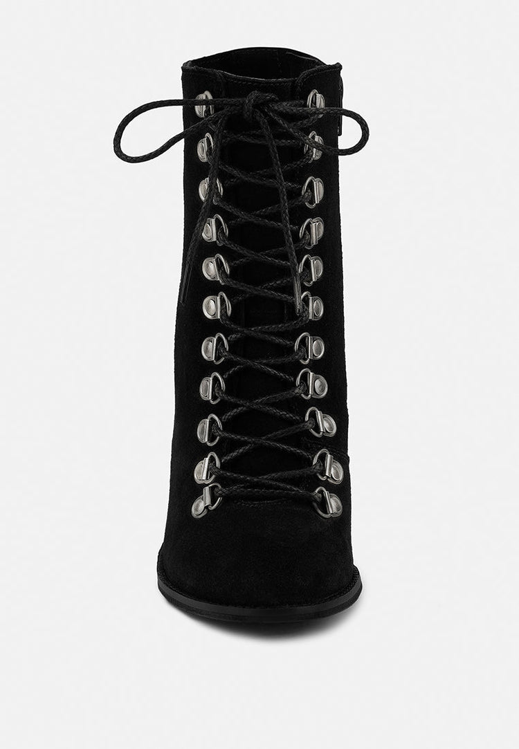 Goose-Feather Antique High Heeled Ankle Boot