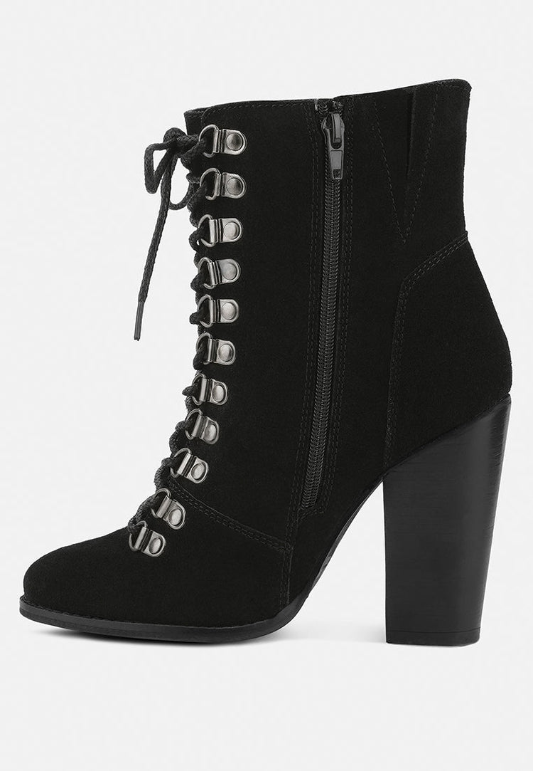 Goose-Feather Antique High Heeled Ankle Boot