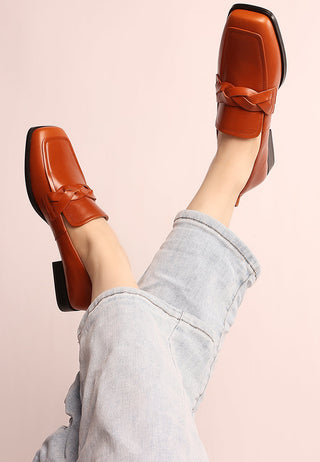 Hostess Genuine Leather Braided Loafers - Glamourous Grace