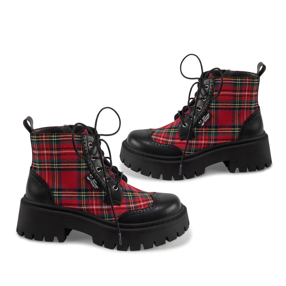 Red Tartan Women's  Boots - Glamourous Grace