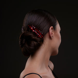 Elegant Red Crystal 2-Piece Hair Comb Set - Glamourous Grace
