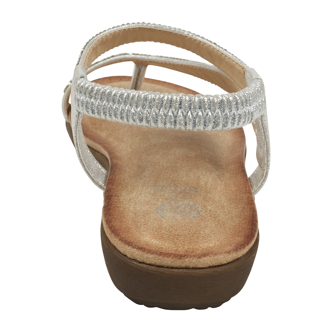 Women's Reille Silver Jeweled Slingback Flat Sandals - Glamourous Grace