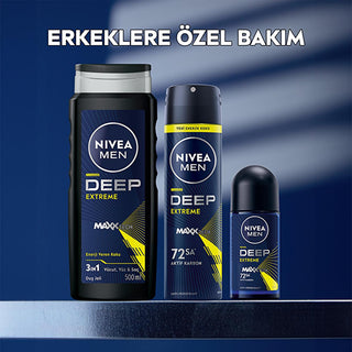 Nivea Men Deep Extreme Roll-on Deodorant for Active Men - Long Lasting Anti-Perspirant Protection, 72 Hours Sweat Control, Active Carbon Formula - Glamourous Grace