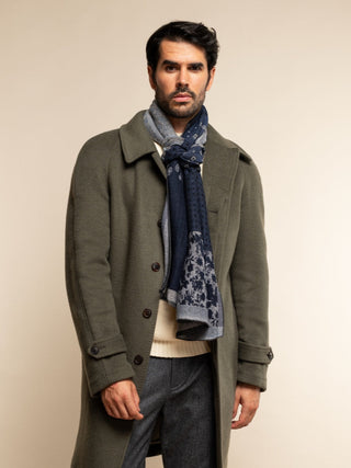 Federico (grey/blue) - Warm and soft Italian scarf from wool blend - Glamourous Grace