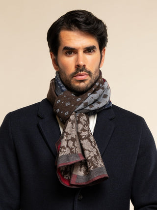Federico (red/blue) - Warm and soft Italian scarf from wool blend - Glamourous Grace