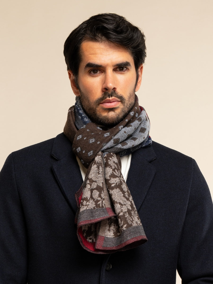 Federico (red/blue) - Warm and soft Italian scarf from wool blend - Glamourous Grace