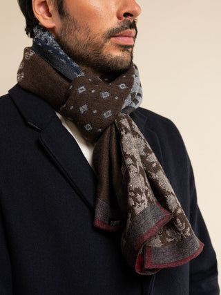 Federico (red/blue) - Warm and soft Italian scarf from wool blend - Glamourous Grace