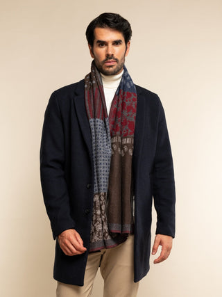 Federico (red/blue) - Warm and soft Italian scarf from wool blend - Glamourous Grace