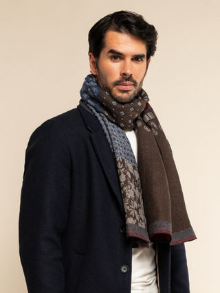 Federico (red/blue) - Warm and soft Italian scarf from wool blend - Glamourous Grace