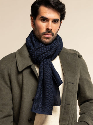 Bruno (blue) - Warm and soft Italian scarf from wool blend - Glamourous Grace