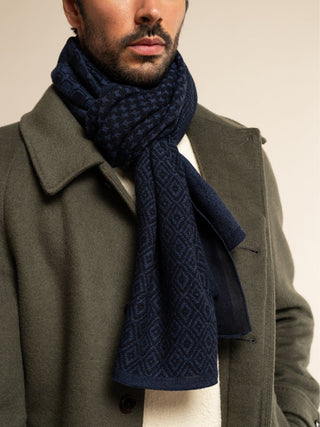 Bruno (blue) - Warm and soft Italian scarf from wool blend - Glamourous Grace