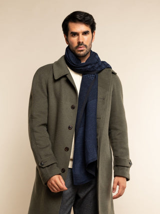 Bruno (blue) - Warm and soft Italian scarf from wool blend - Glamourous Grace