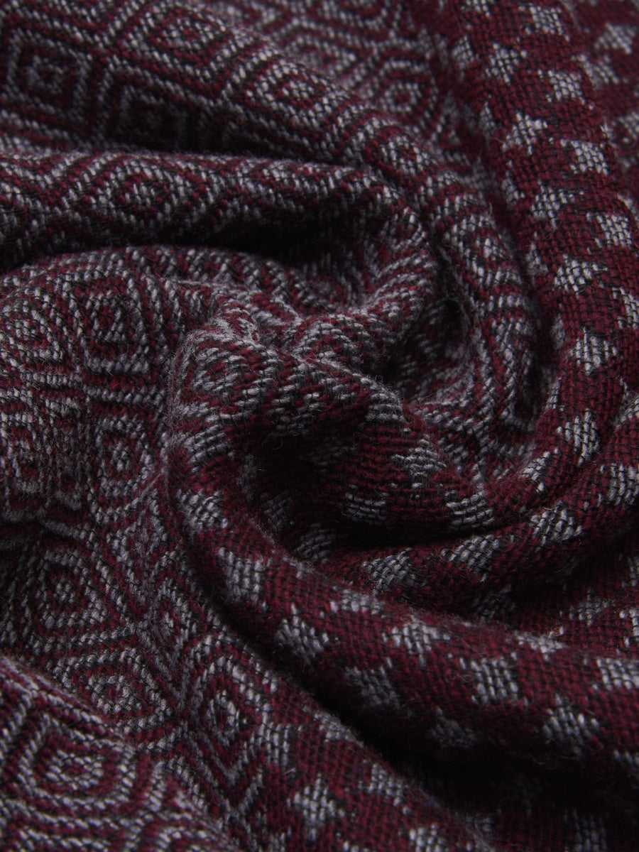 Bruno (grey/red) - Warm and soft Italian scarf from wool blend - Glamourous Grace