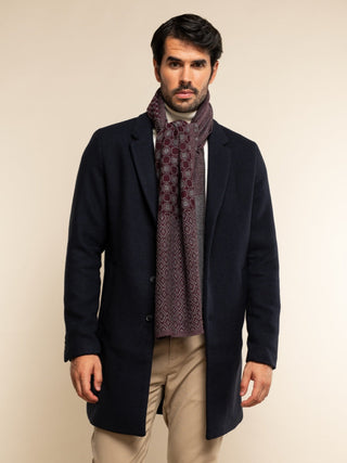 Bruno (grey/red) - Warm and soft Italian scarf from wool blend - Glamourous Grace