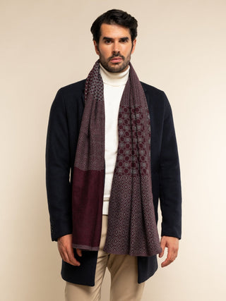 Bruno (grey/red) - Warm and soft Italian scarf from wool blend - Glamourous Grace